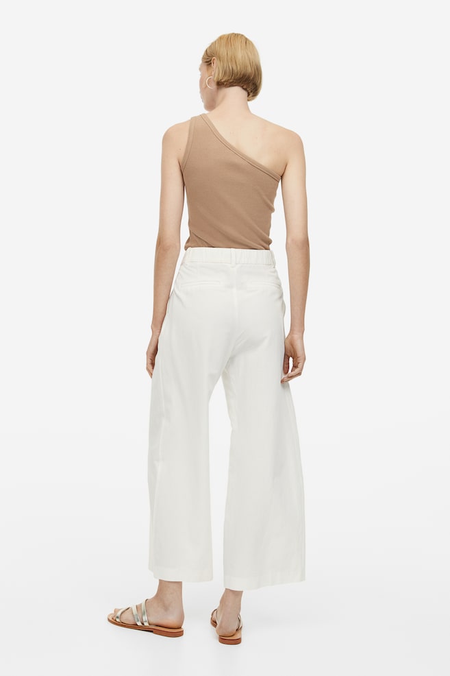 Linen-blend trousers - White/Light beige - 5