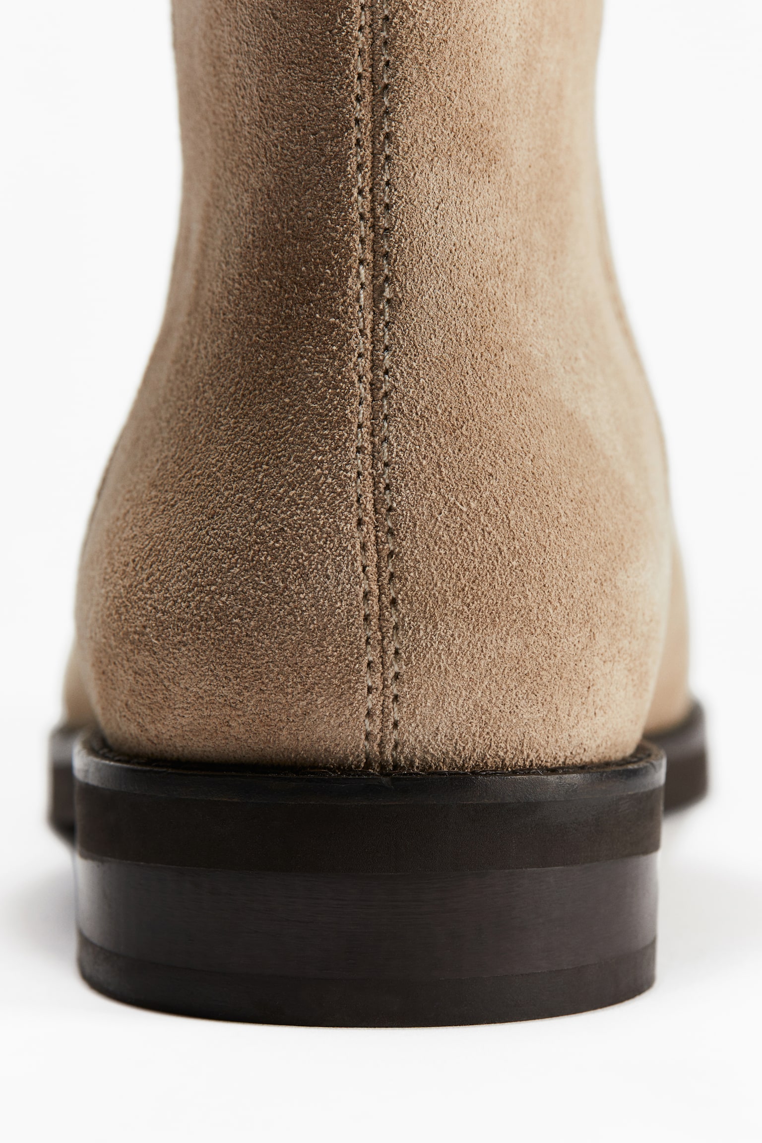 Calf-high leather boots - Beige/Black - 2