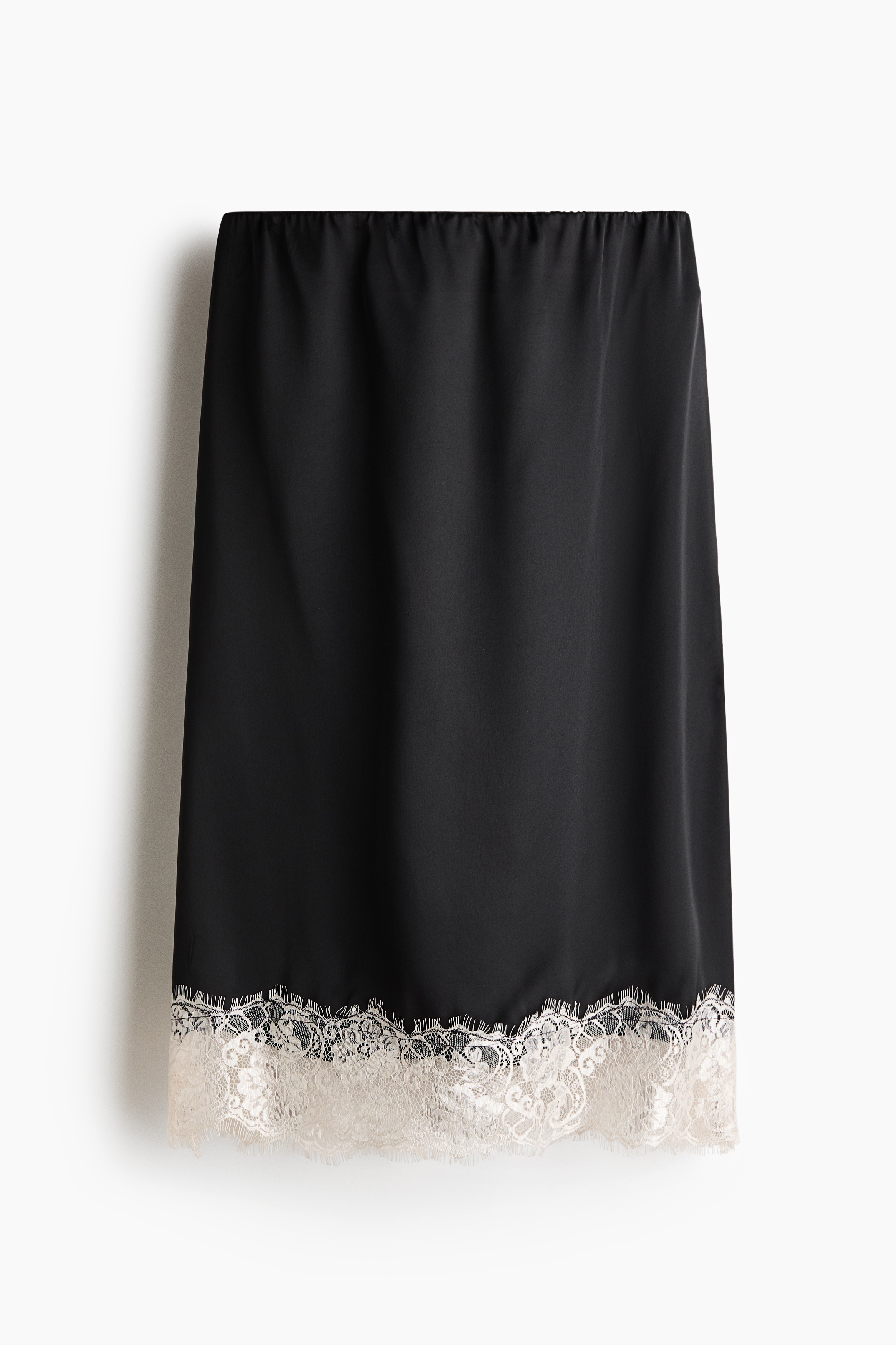 Lace-Trimmed Skirt - Black/Light beige