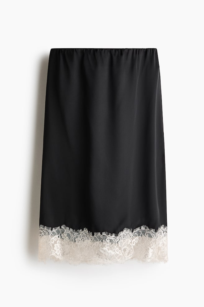 Lace-Trimmed Skirt - Black/Light turquoise/Light beige - 1