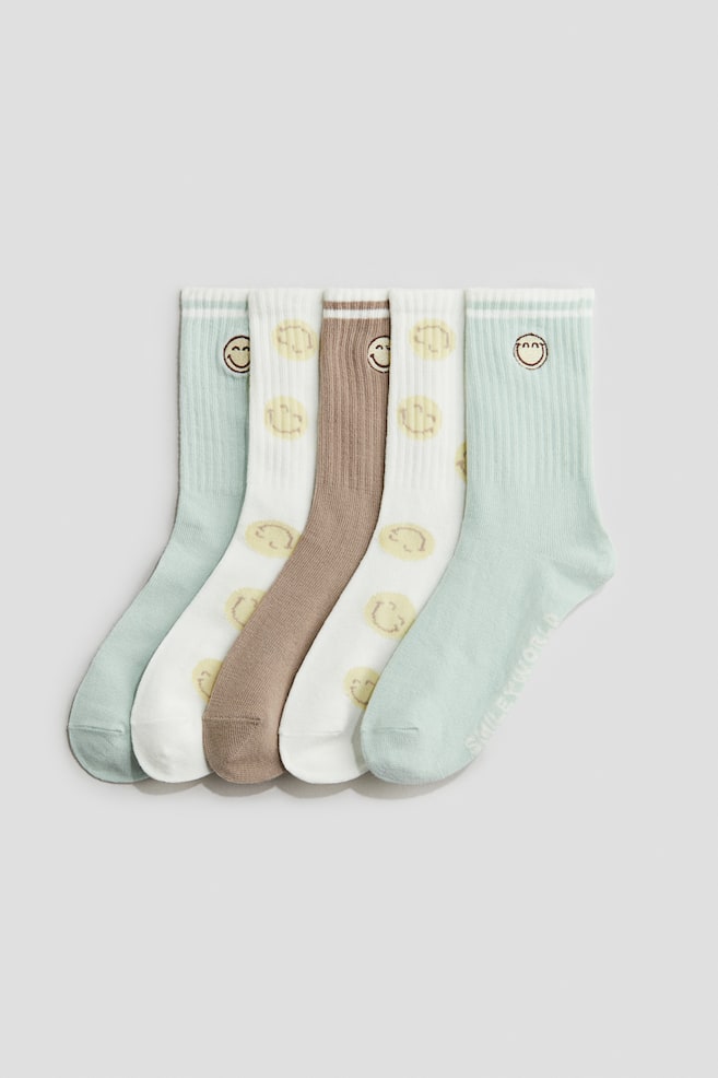 5-pack motif-detail socks - Mint green/SmileyWorld®/Light pink/Hello Kitty/Light pink/Hello Kitty - 1