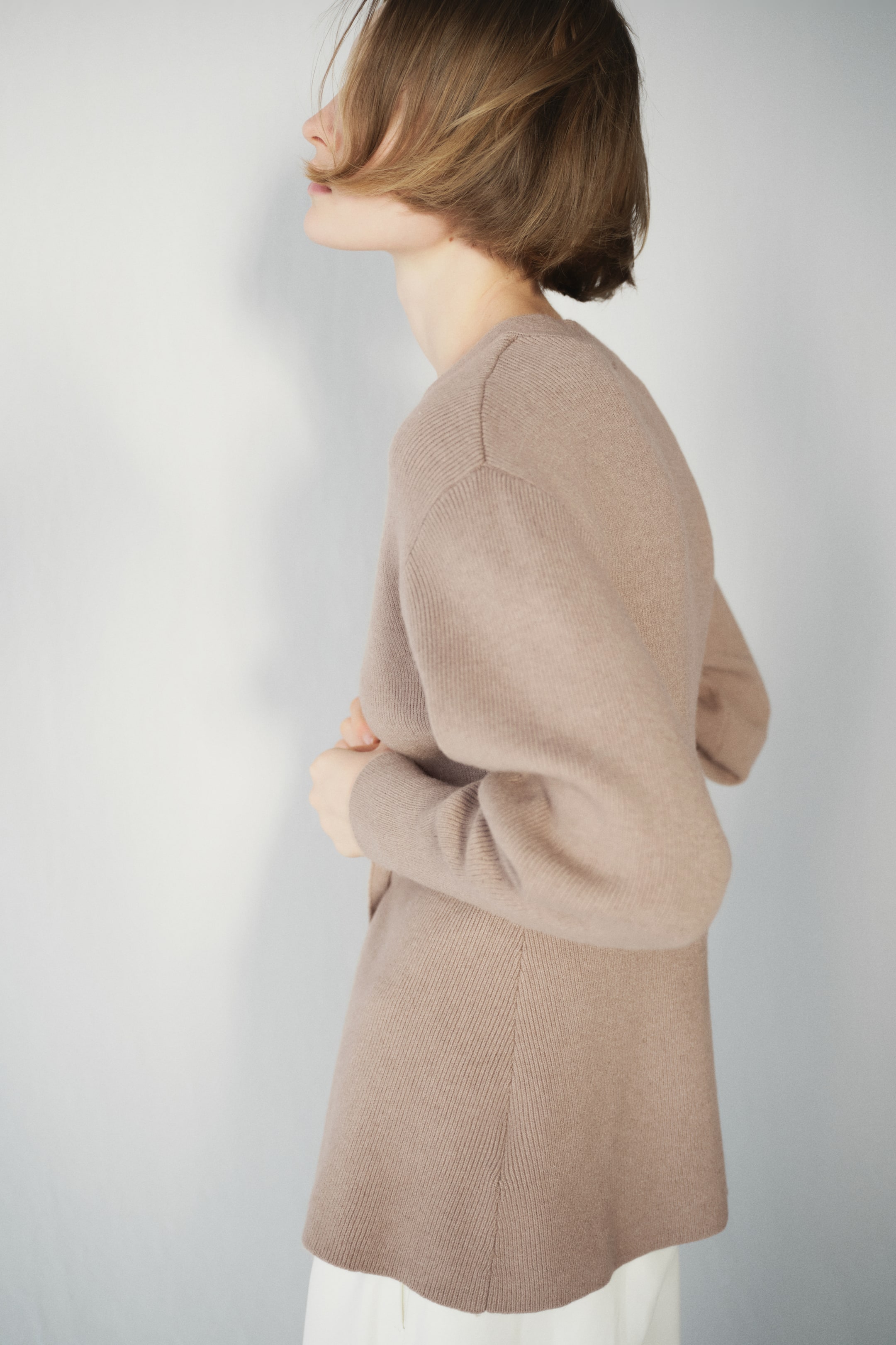 View larger image: Cardigan with Defined Waist - Taupe - Ladies | H&M US 3