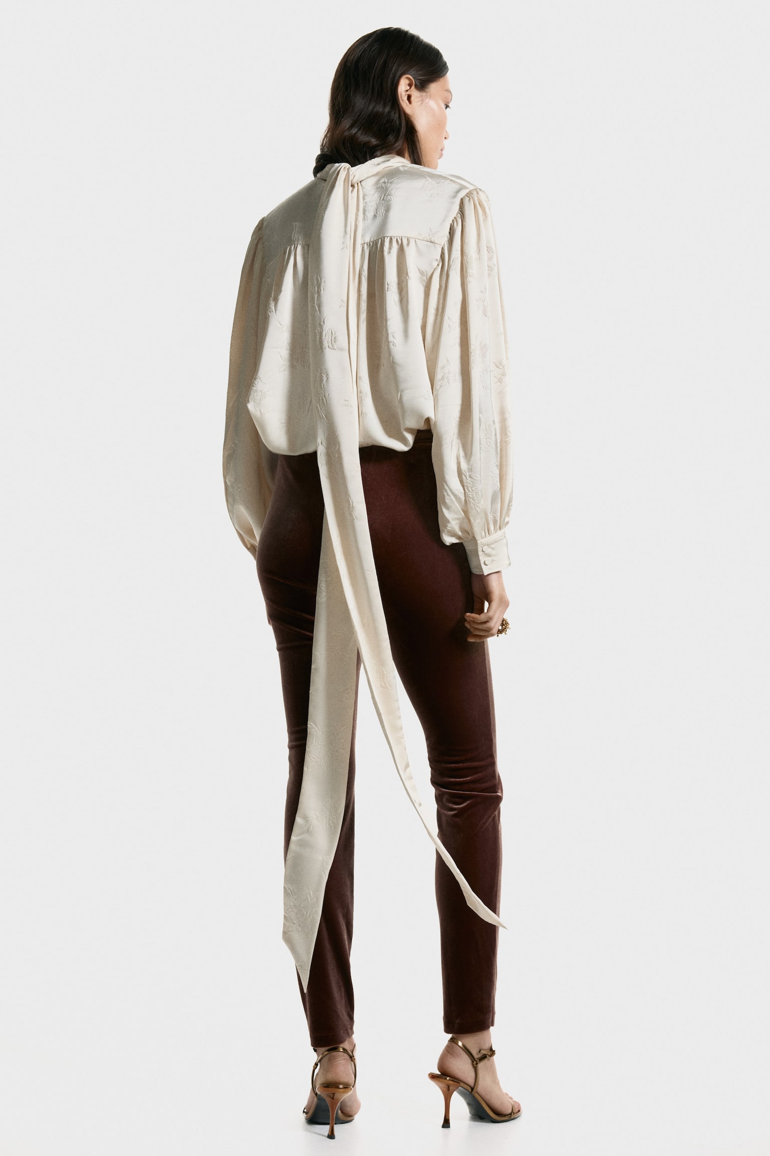 Oversized halenka z žakárové tkaniny - Krémová - 5