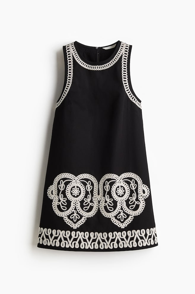 Vestido bordado - Negro/Blanco - 1