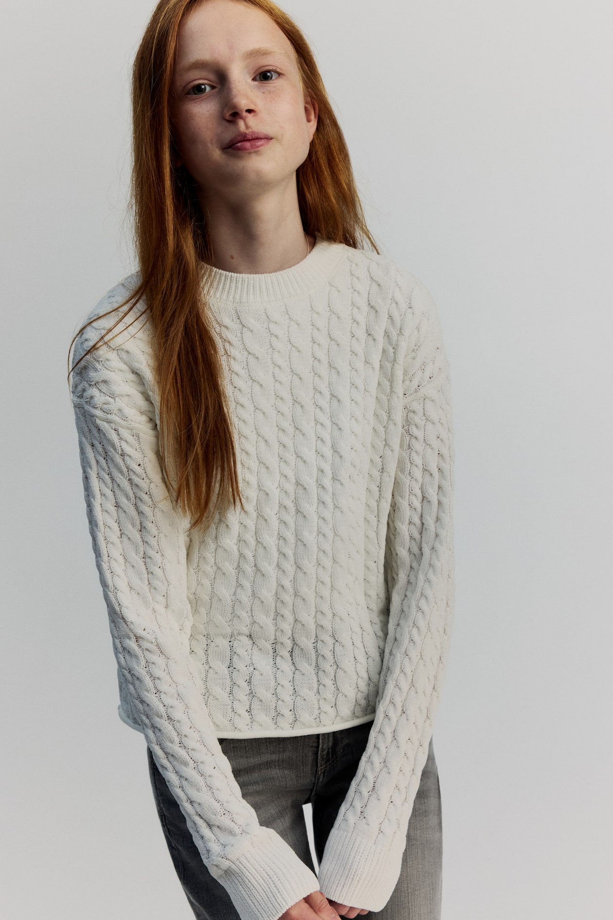 Cable-knit jumper White Kids H&M IN