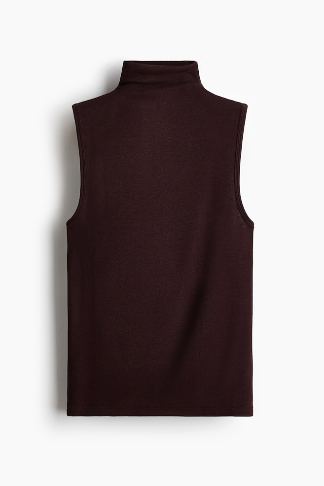 Sleeveless turtleneck top - Dark brown/Black - 1