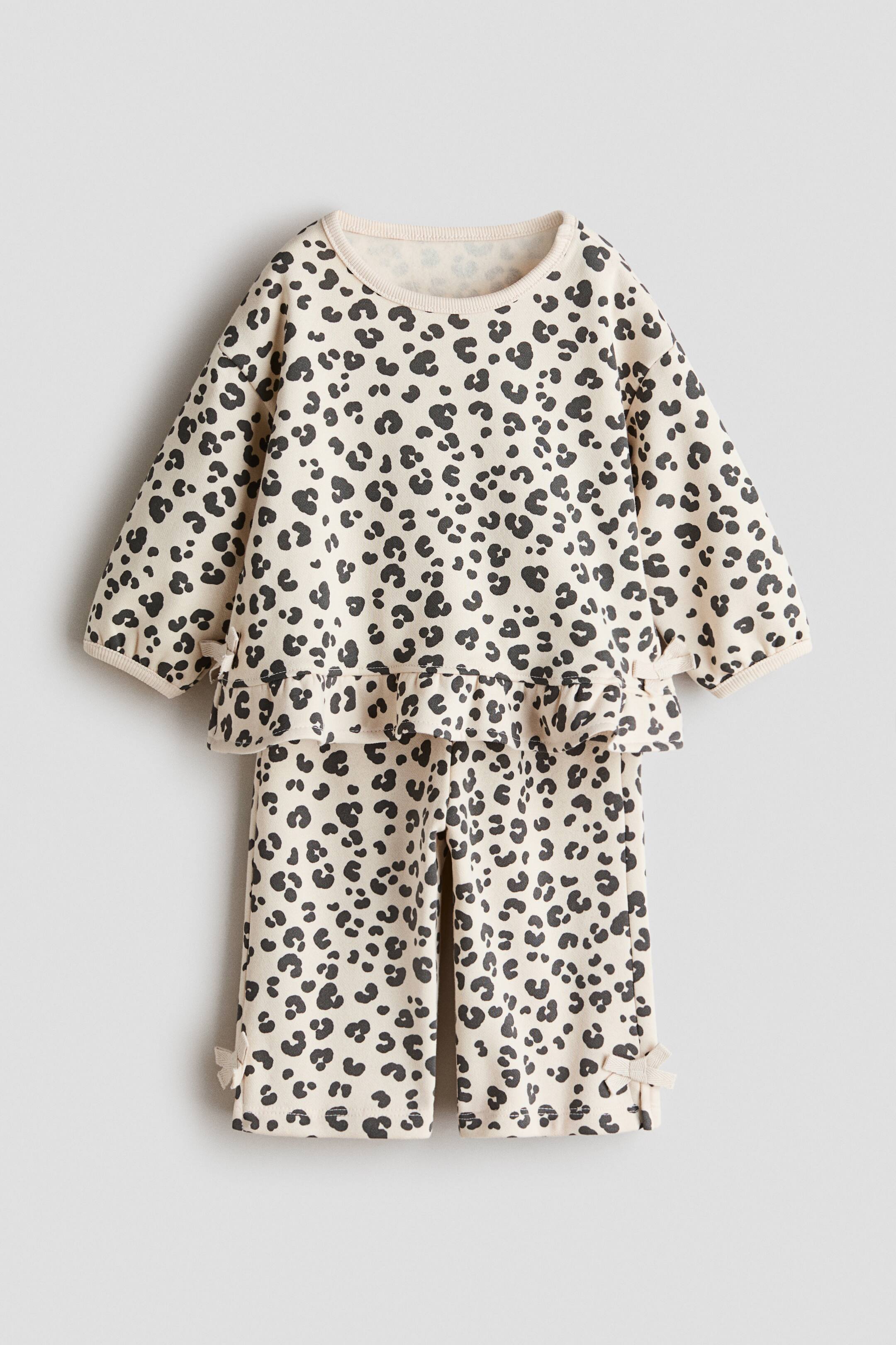Переглянути збільшене зображення: Комплект із топа й штанів - Бежевий/леопардовий принт - Kids | H&M UA 1
