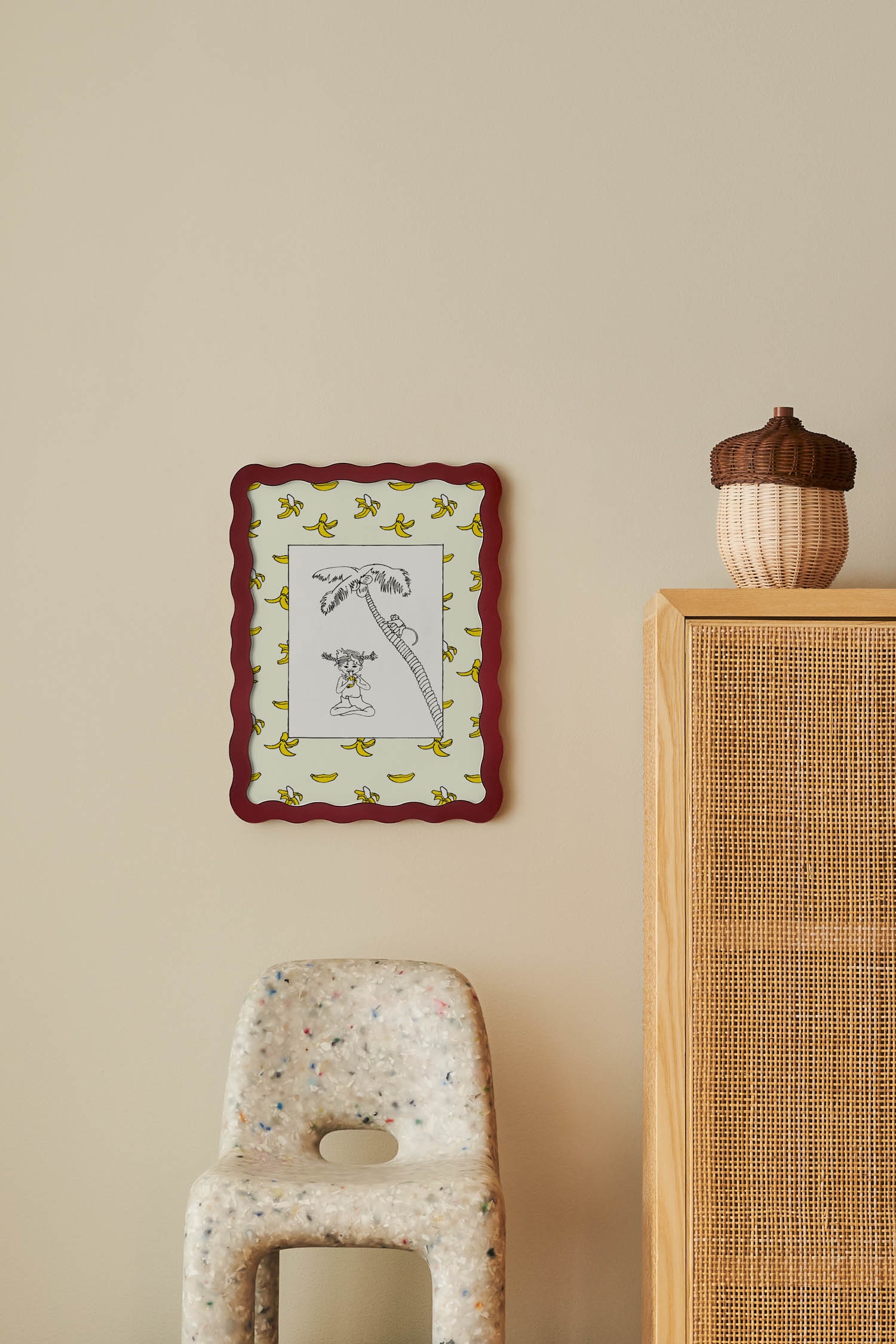 Pippi Eating Bananas Poster - Yellow