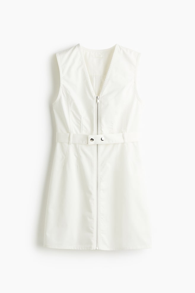 Robe en twill avec ceinture - Blanc - 1