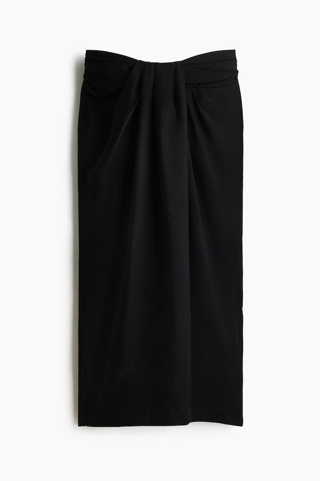 Twist-Detail Skirt - Black/Plum red - 1