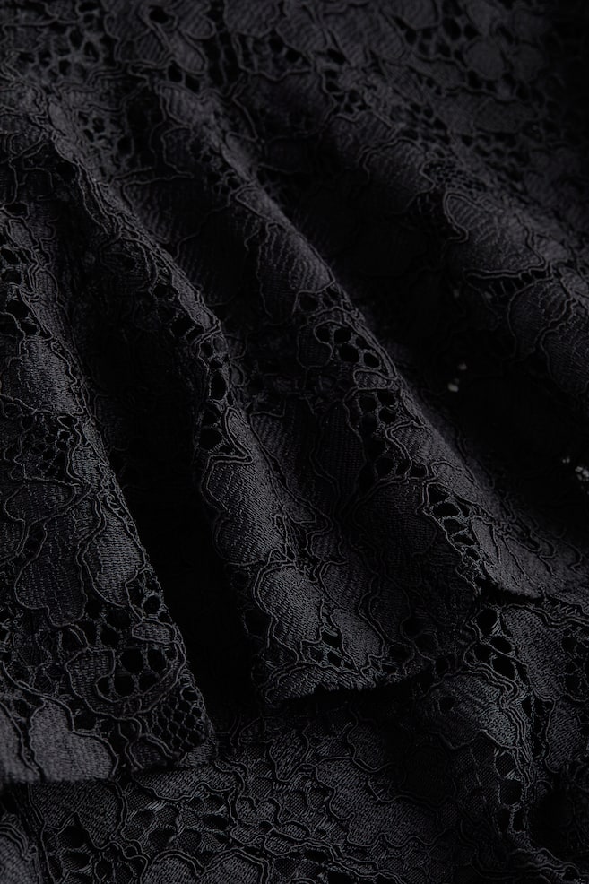 Flounced lace dress - Black - 5