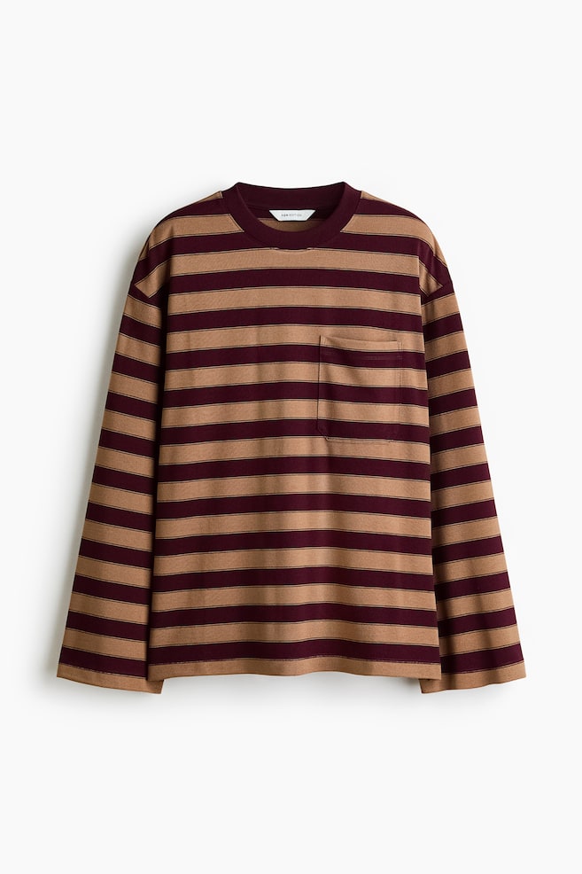 Pocket-detail top - Burgundy/Striped/Navy blue/Striped - 1