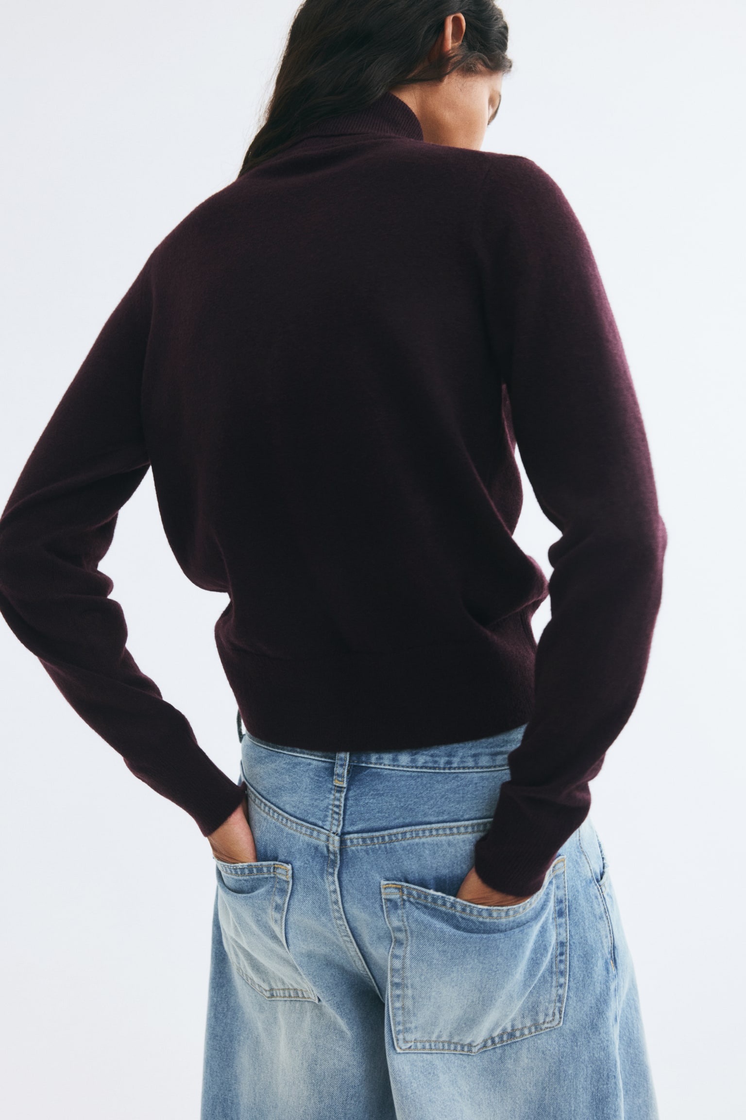 Женский свитер H&M Roll-Neck, цвет: Тёмный сливовый фиолетовый — фото 4