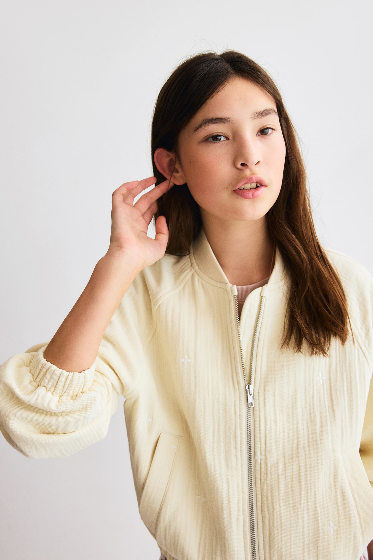 Детская куртка H&M Cotton Bomber, цвет: Кремовый — фото 3