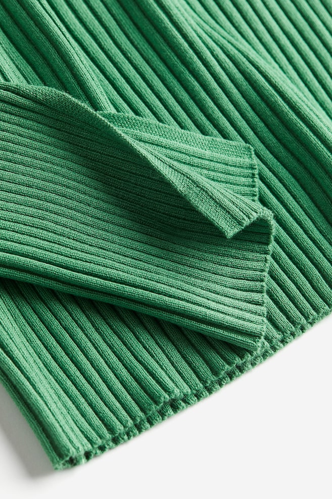 Rib-knit boat-neck top - Green - 5