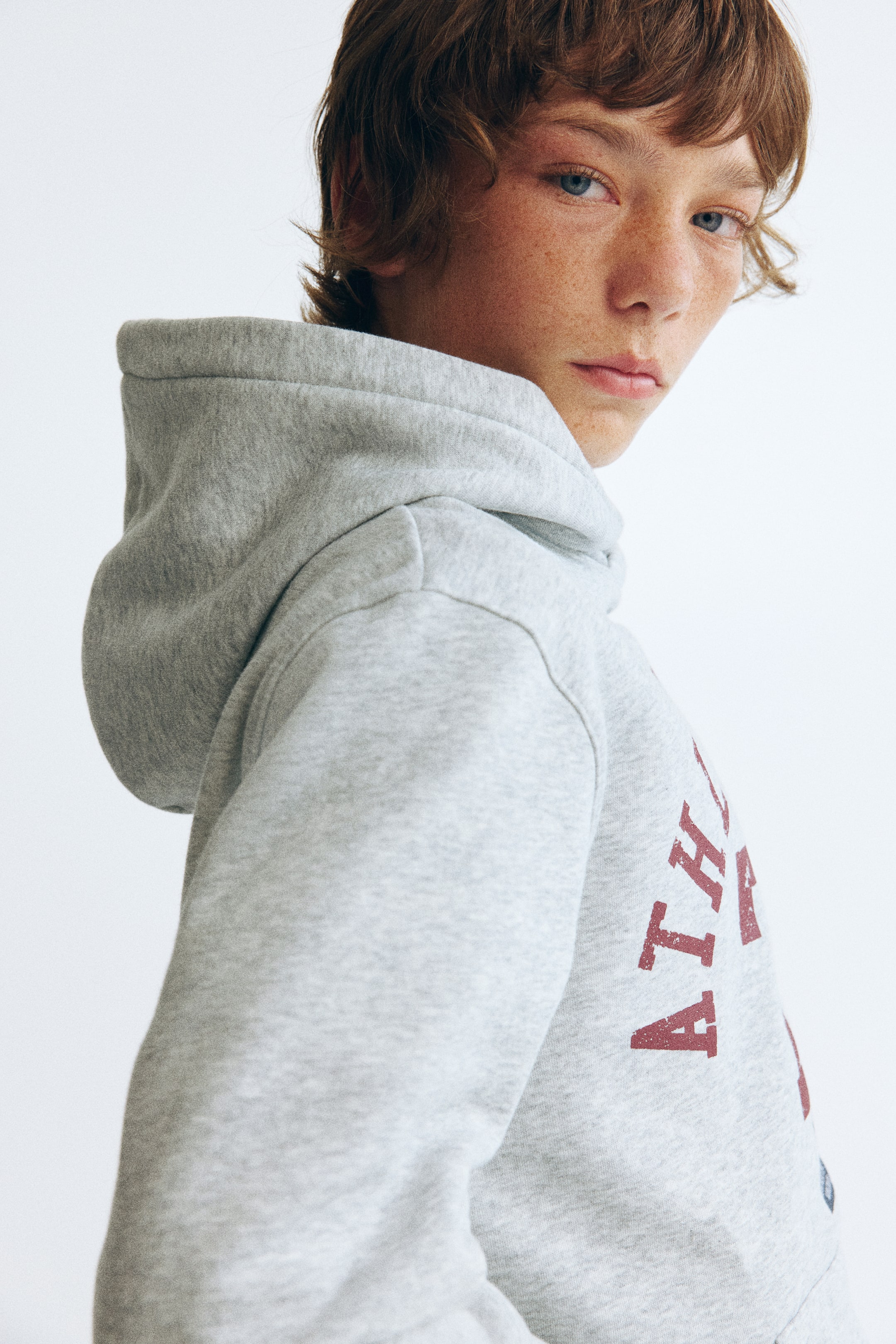 Print-Motif Brushed-Inside Hoodie