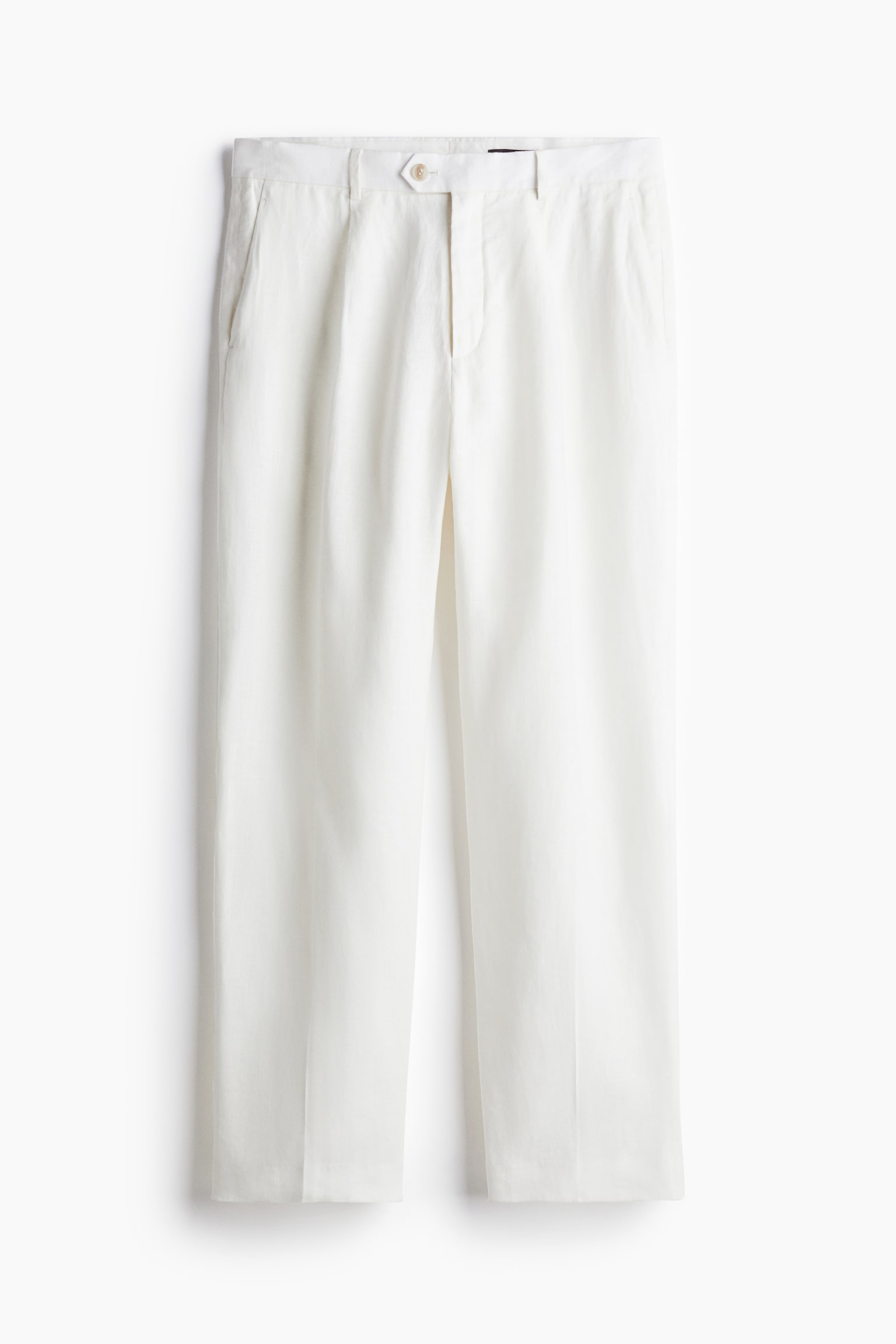 Relaxed Fit Linen suit trousers - White/Dark beige - 2