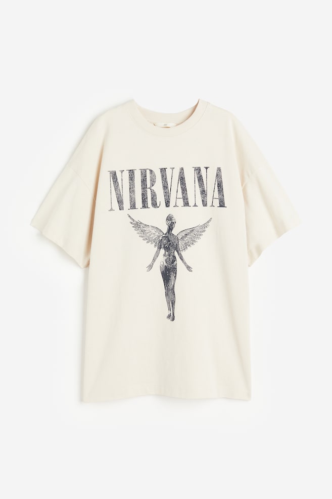 Lang T-shirt med tryk - Creme/Nirvana/Mørkegrå/Nirvana/Hvid/The Rolling Stones/Lys rosa/Metallica/Kakigrøn/AC/DC/Hvid/Arizona - 2