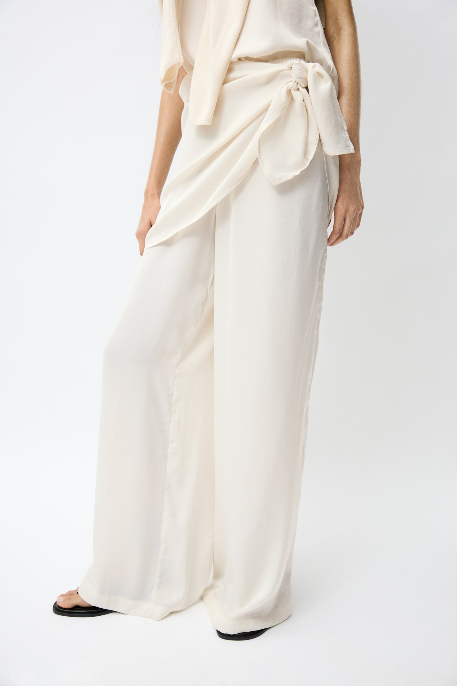Chiffonhose mit Schaldetail-Cremefarben - 6