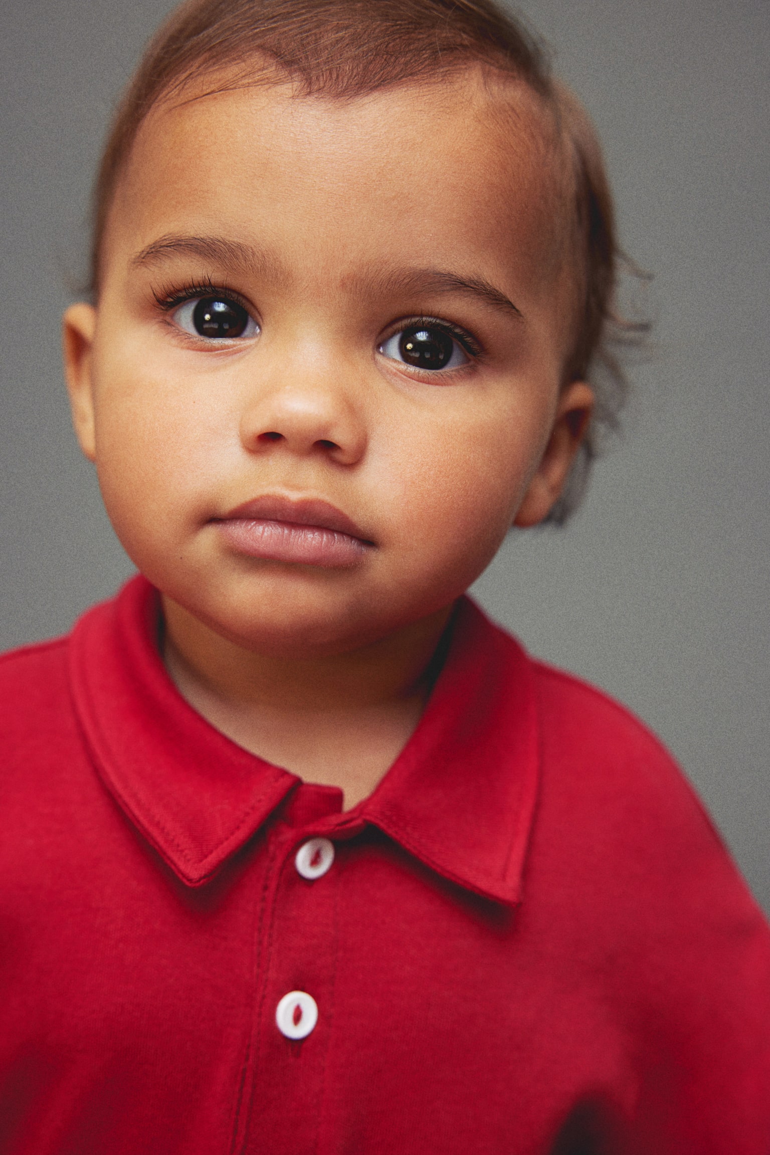 Long-sleeved polo shirt - Red/Navy blue - 2