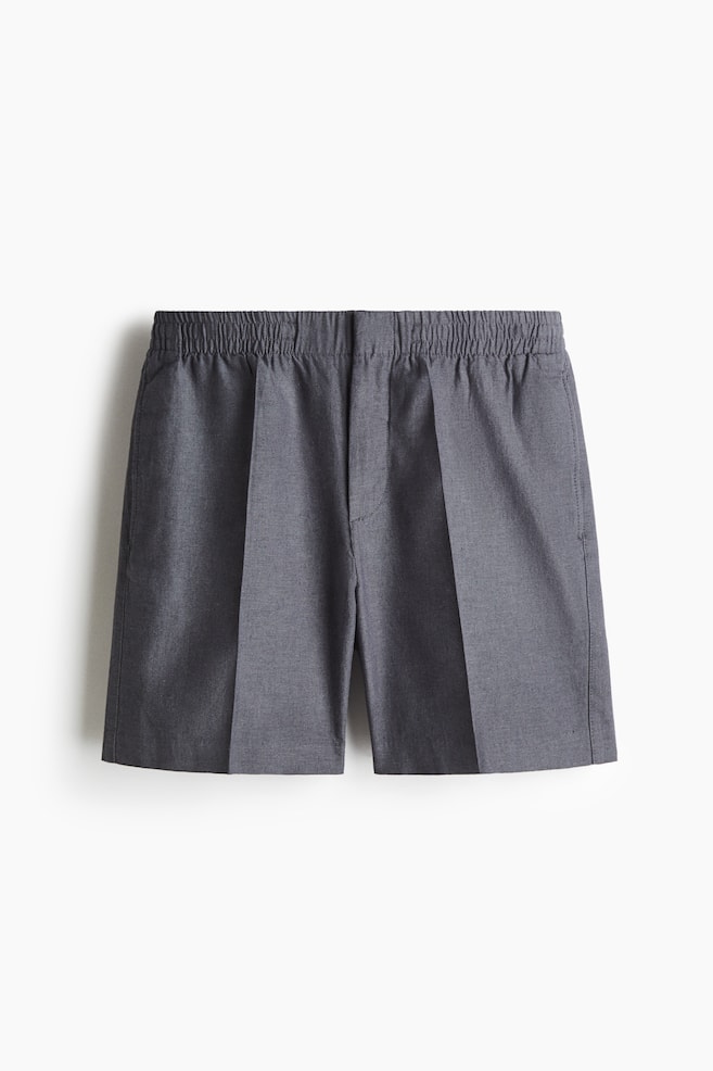 Regular Fit Linen-blend shorts - Dark grey - 1