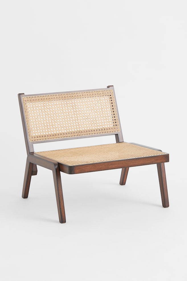 Low lounge chair - Brown/Rattan/Light greige - 1