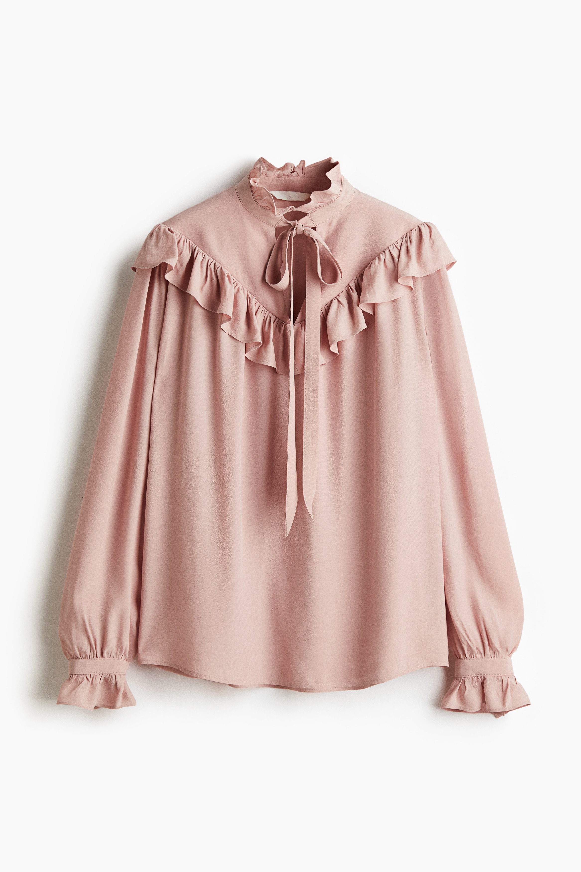 Frill Trim Blouse - Powder pink