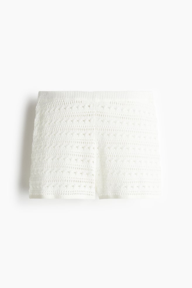 Shorts in maglia traforata - Bianco - 1