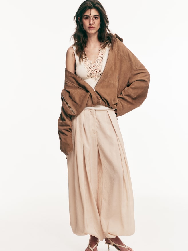 Top in maglia fine con bordo in pizzo-Bianco/crema - 3
