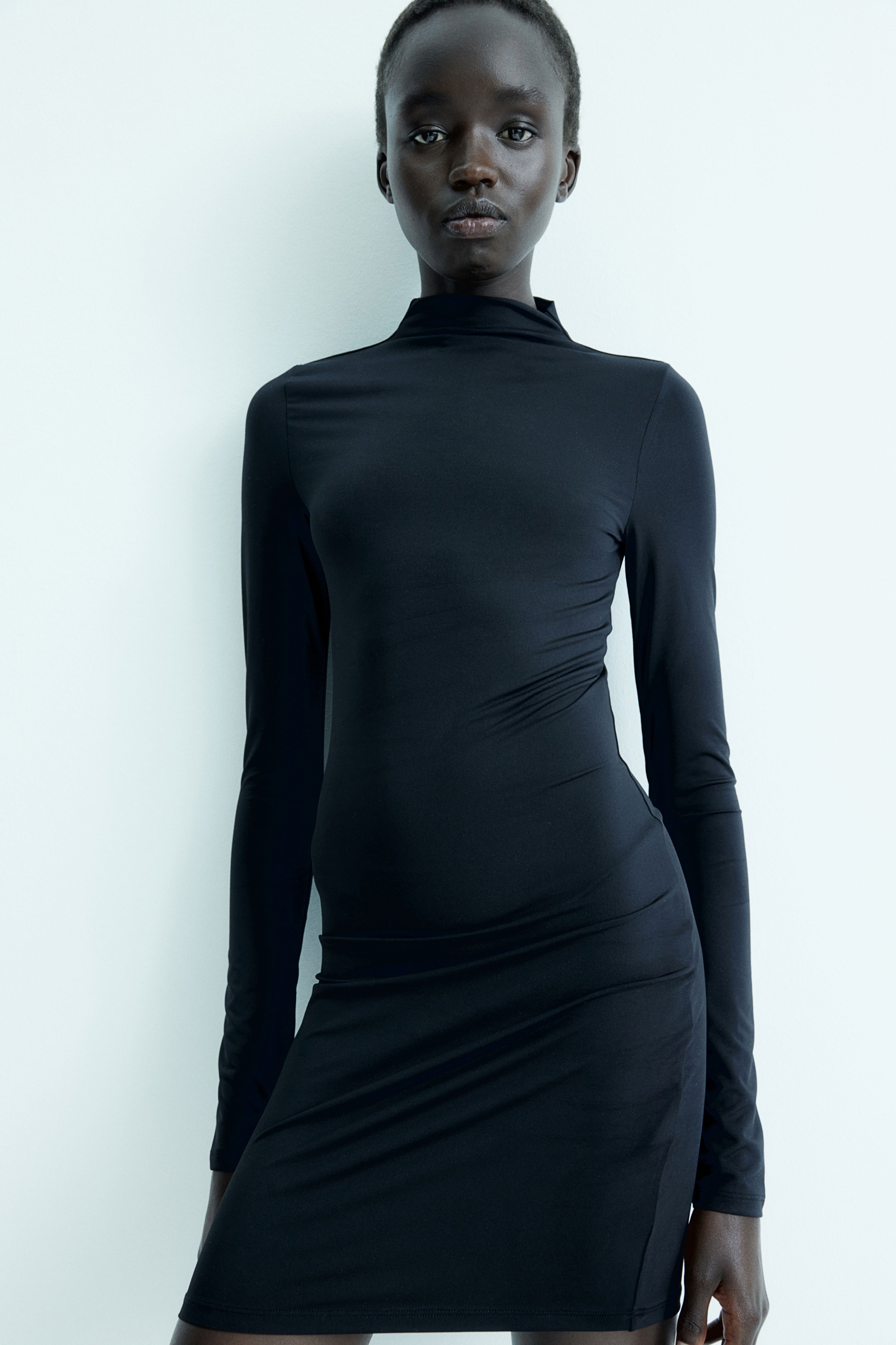 Black mock turtleneck dress hotsell