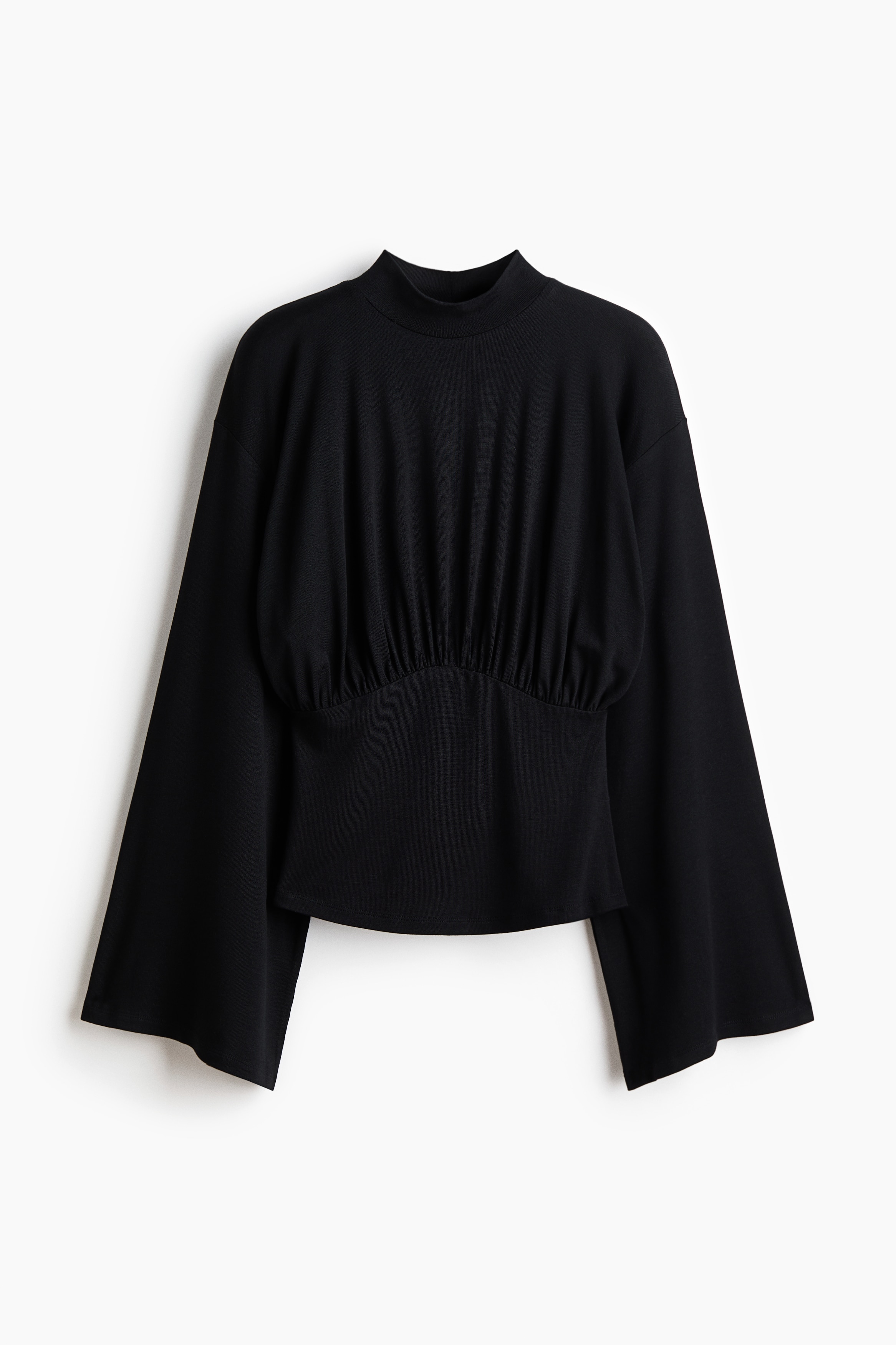 Jerseyshirt mit Drapierung - Schwarz/Dunkelbraun