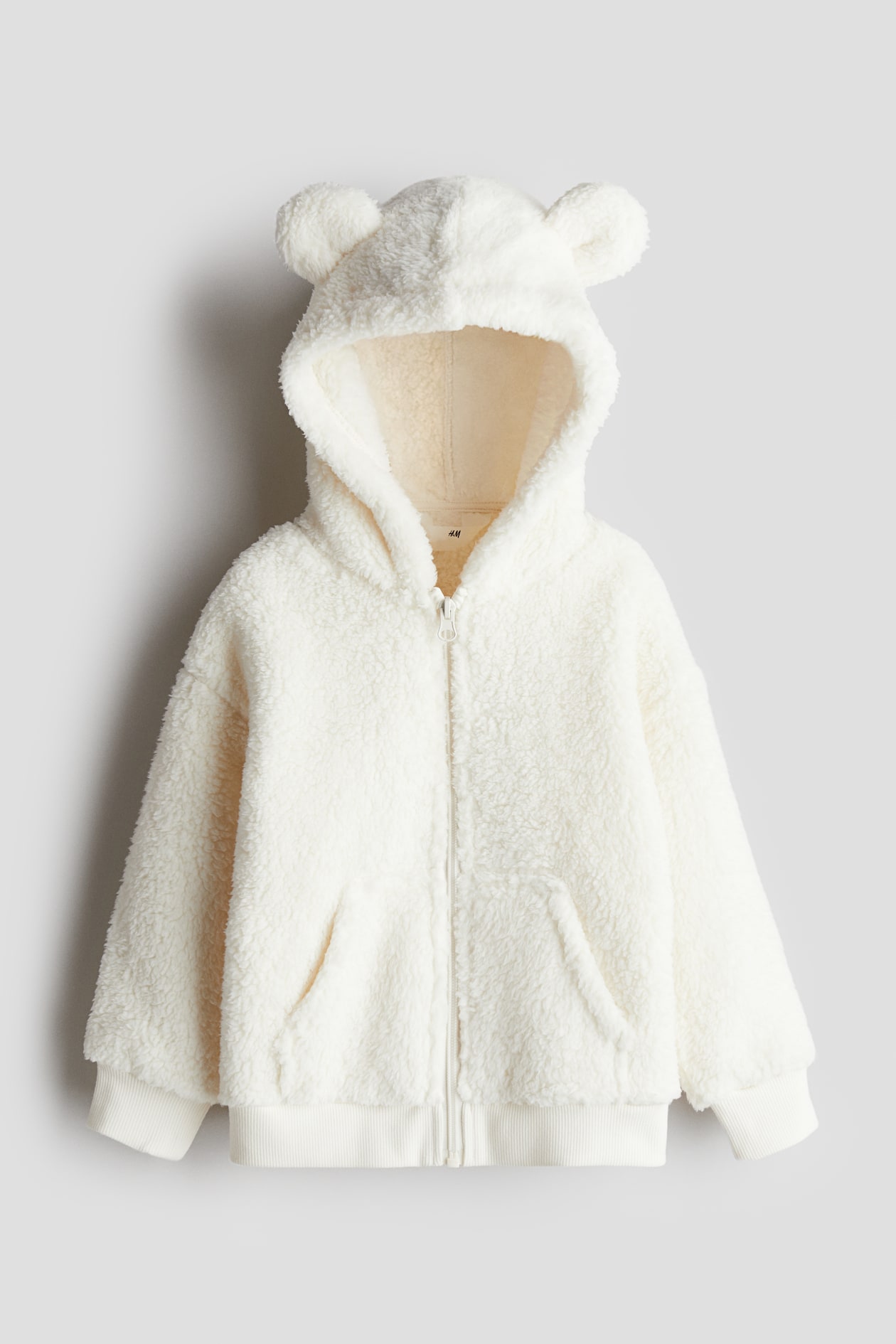 Teddy zip-through hoodie White Kids H&M GB