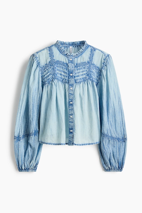 Женские блузки H&M Denim-Look Cotton Blouse