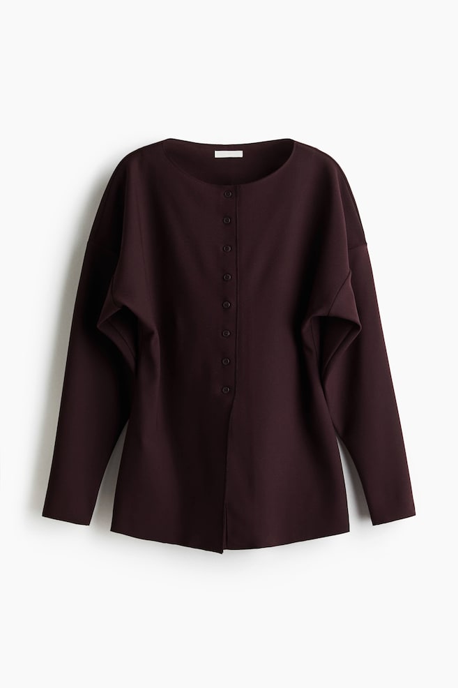Waisted cardigan - Burgundy - 1