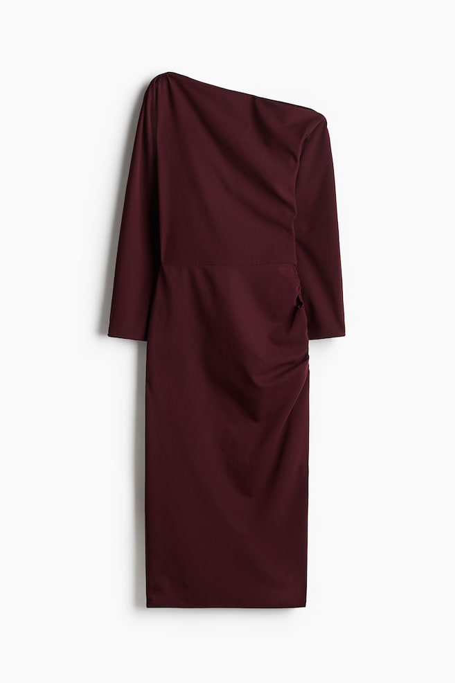 Robe asymétrique drapée - Bordeaux/Noir - 1