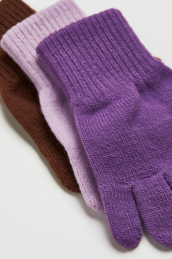 3-pack gloves - Light purple/Plum/Navy blue/Pink/Light grey marl - 2