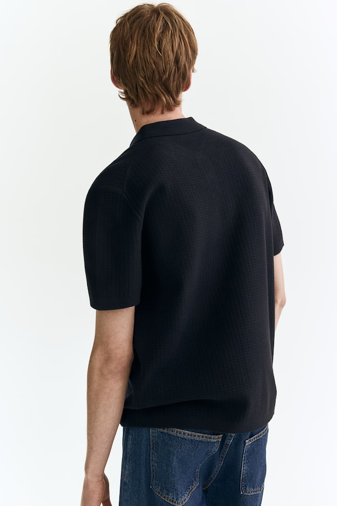 Polo in maglia strutturata Regular Fit-Blu navy - 5