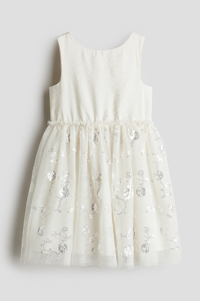Robe avec jupe en tulle - Blanc - 1