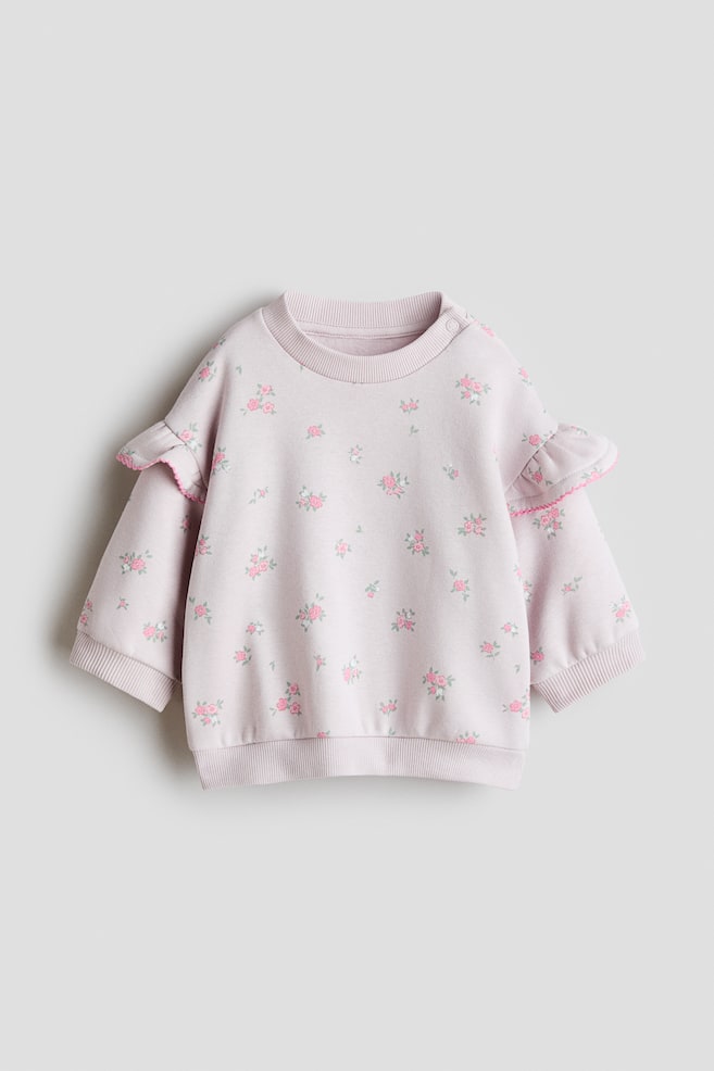 Frill-detail sweatshirt - Light purple/Floral/Light beige/Hearts - 1