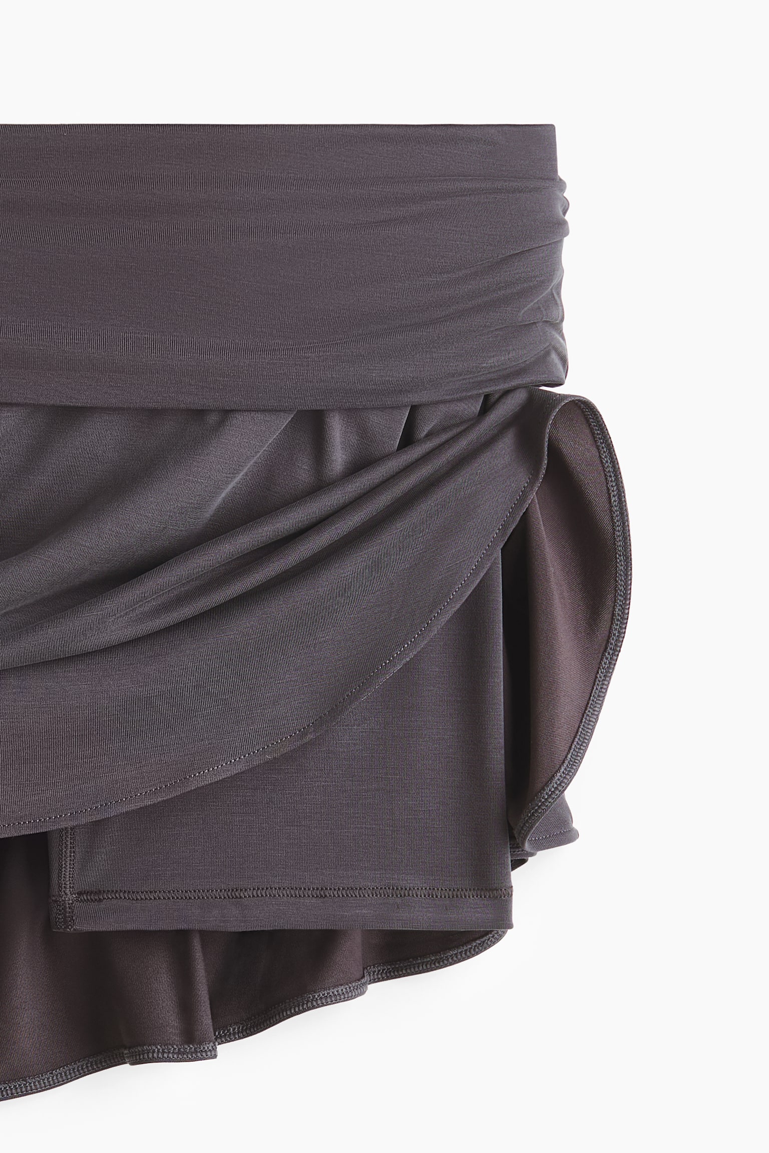 Женская юбка H&M Asymmetric Yoga Skirt with Foldover Waist, цвет: Тёмный серый — фото 7