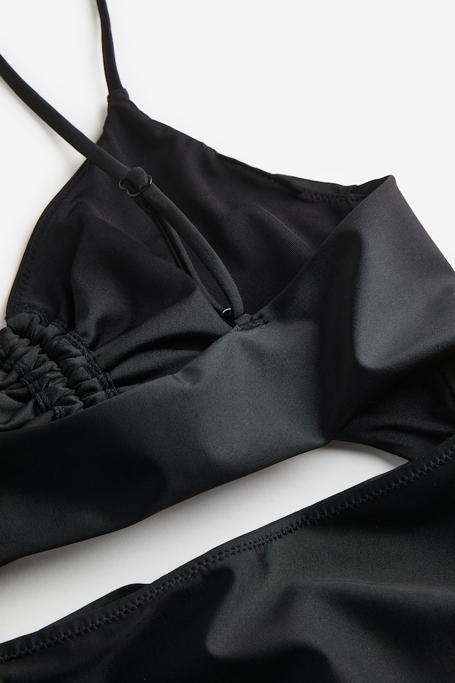 High leg drawstring-detail swimsuit - Black - 3