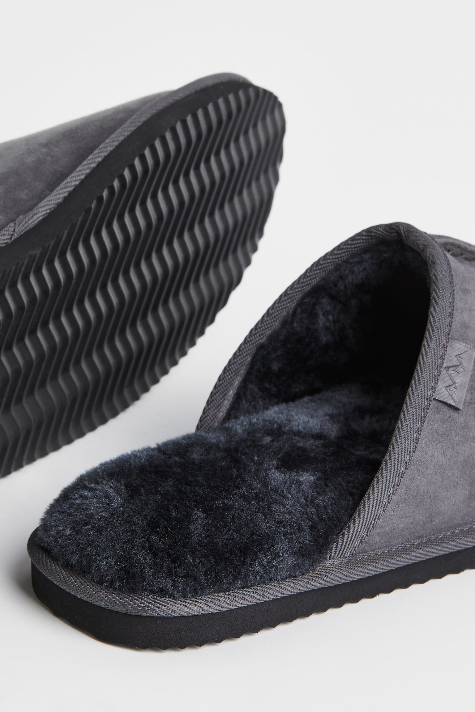 Pile-lined slippers - Dark grey/Greige/Black/Brown - 3