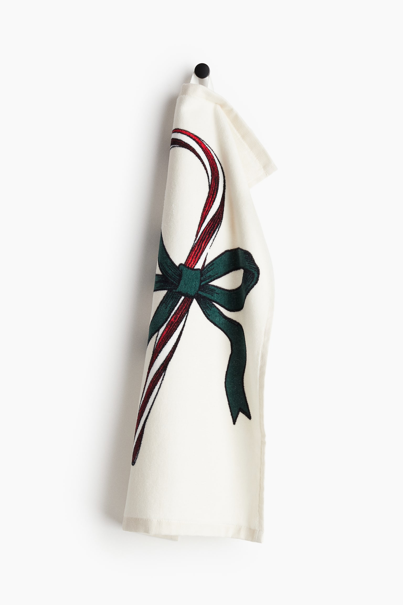 Christmas-motif guest towel - White/Candy cane/Dark green/Christmas tree/Red/Bow - 1