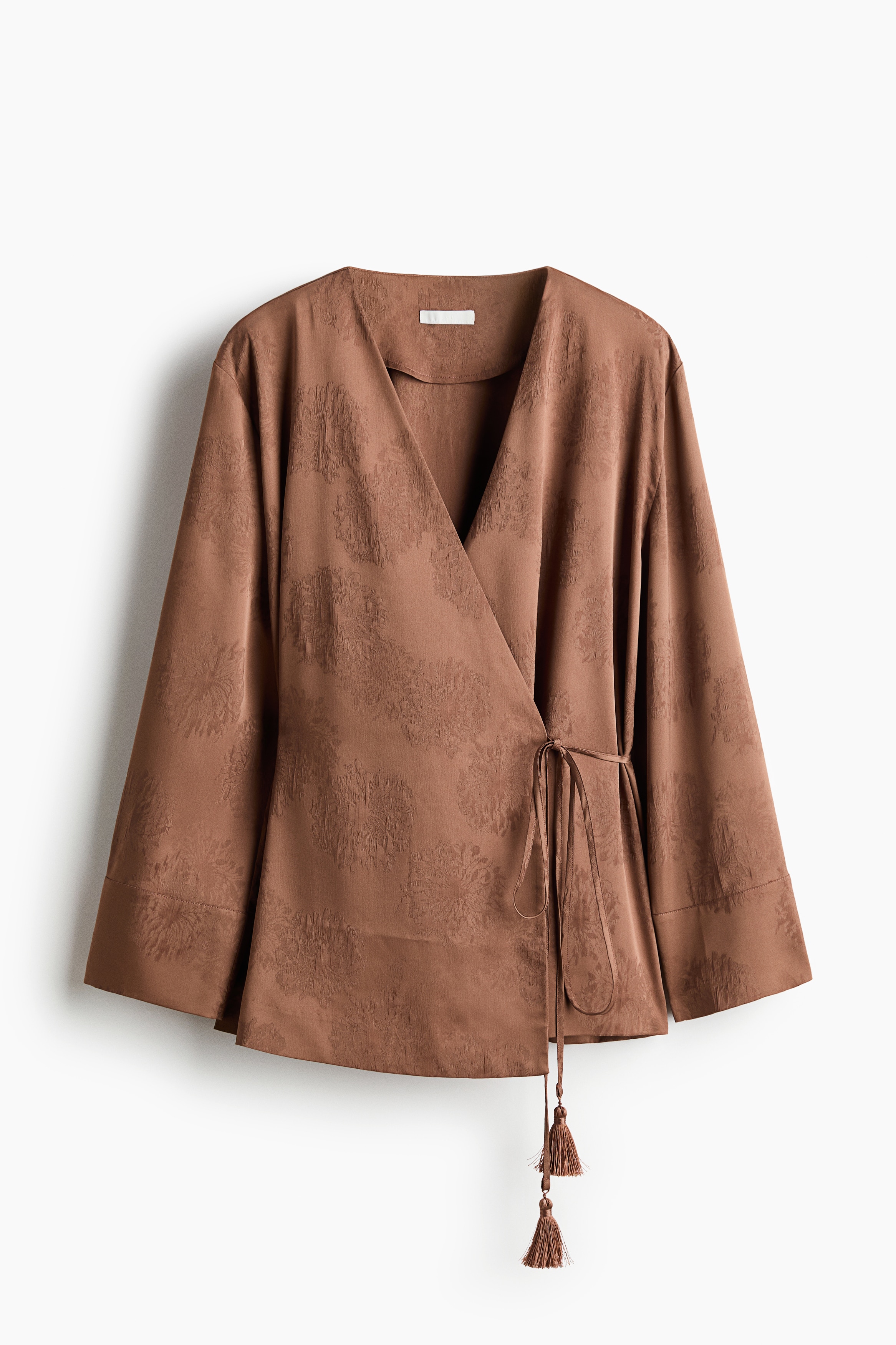 Jacquard-weave wrapover blazer