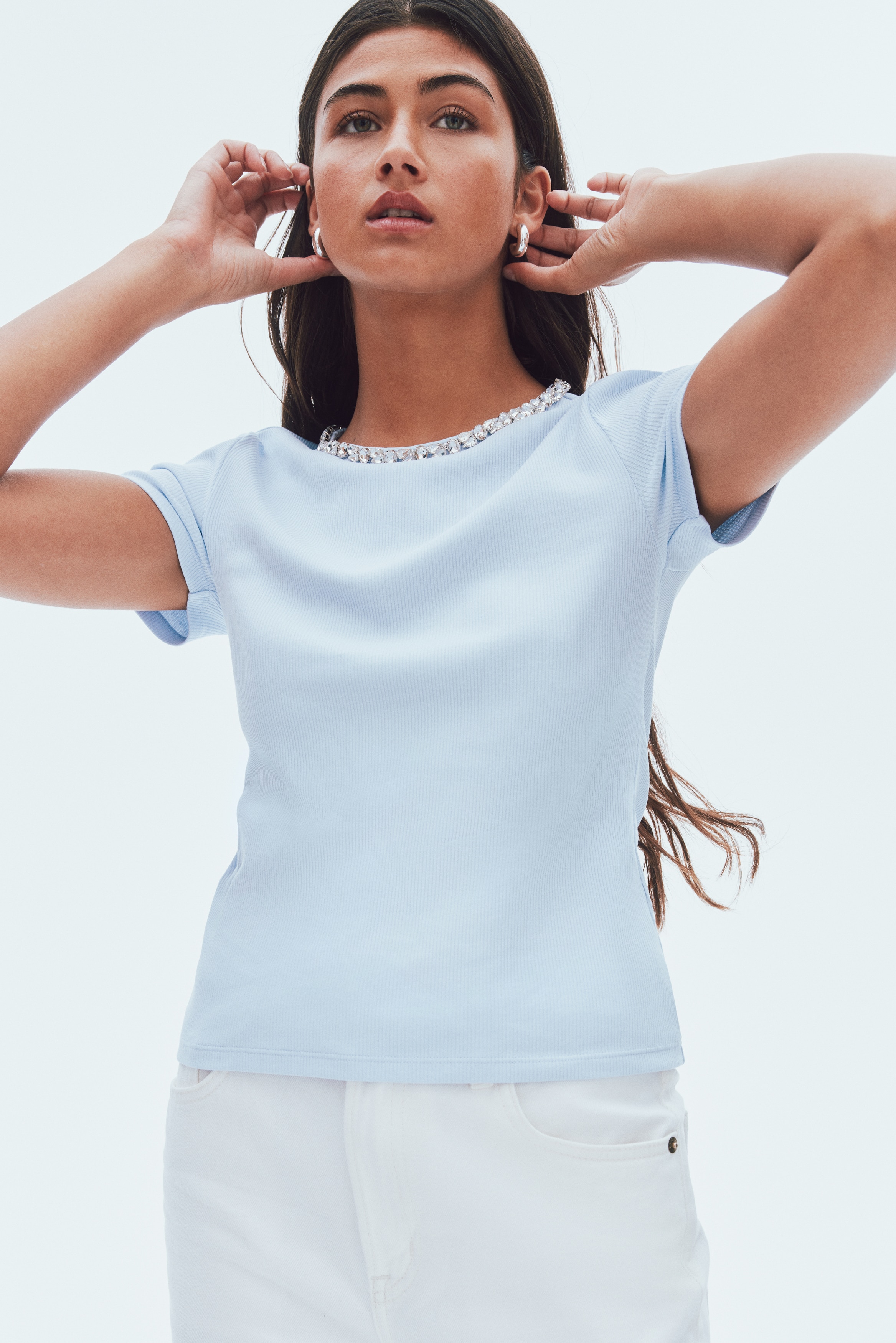 Rhinestone-embellished T-shirt