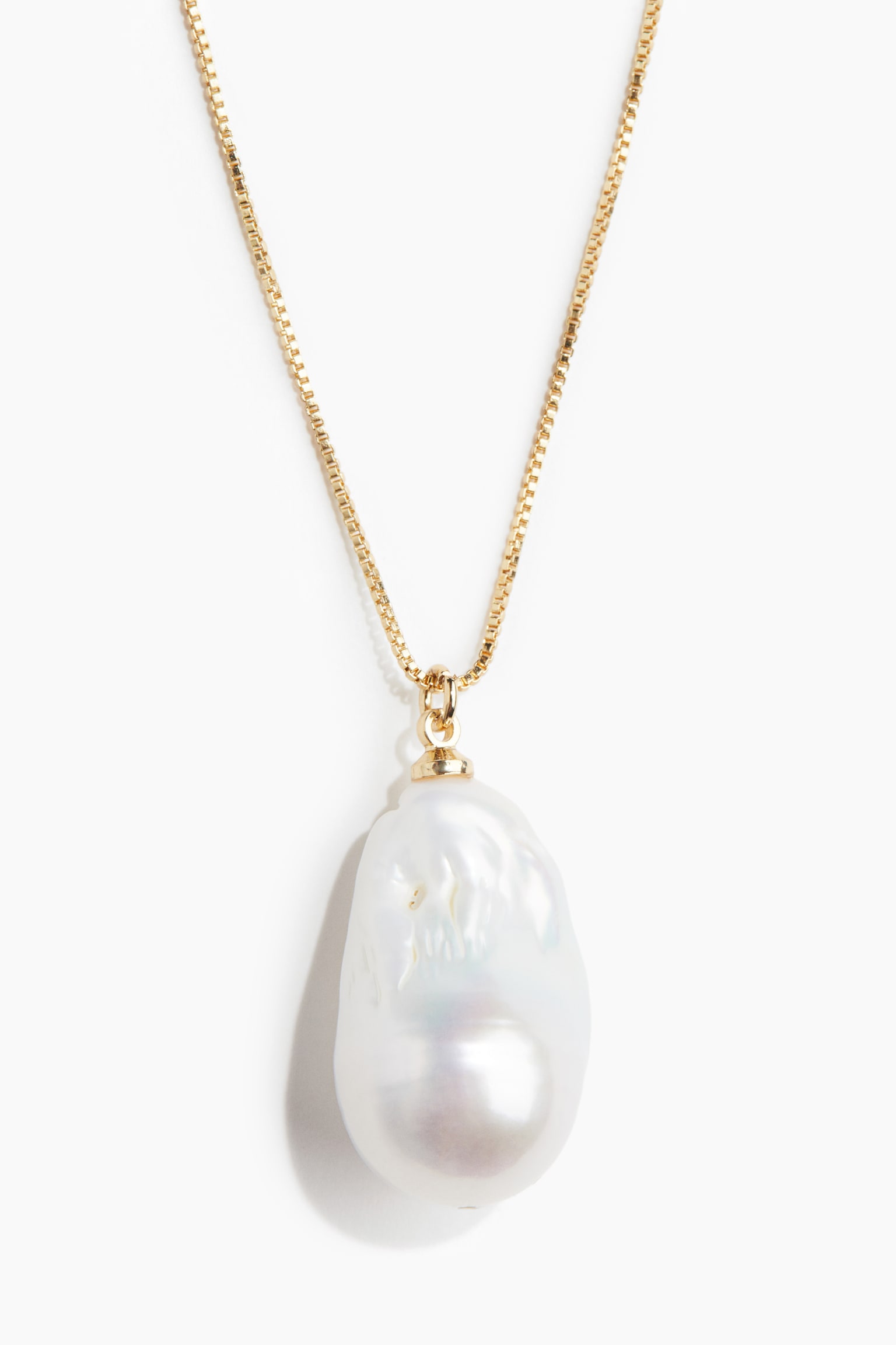 Gold-plated pearl pendant necklace - Gold-coloured/White - 2