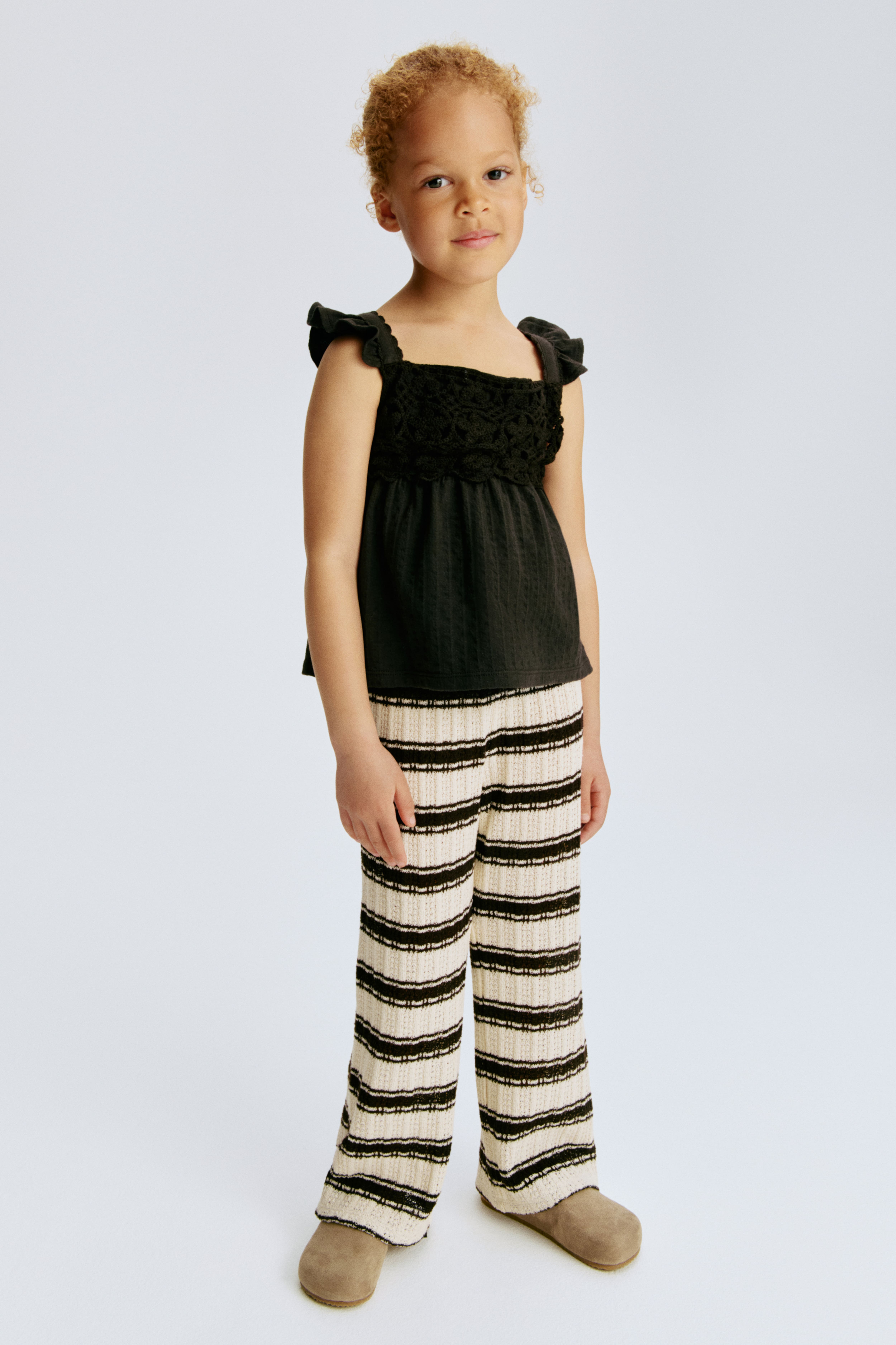Pantalon large en tricot texturé