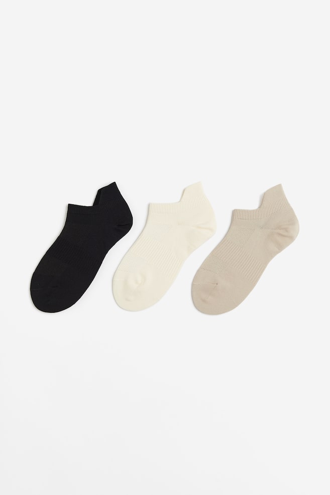 3-pack DryMove™ sports socks - Light beige/Natural white/White/Black - 1