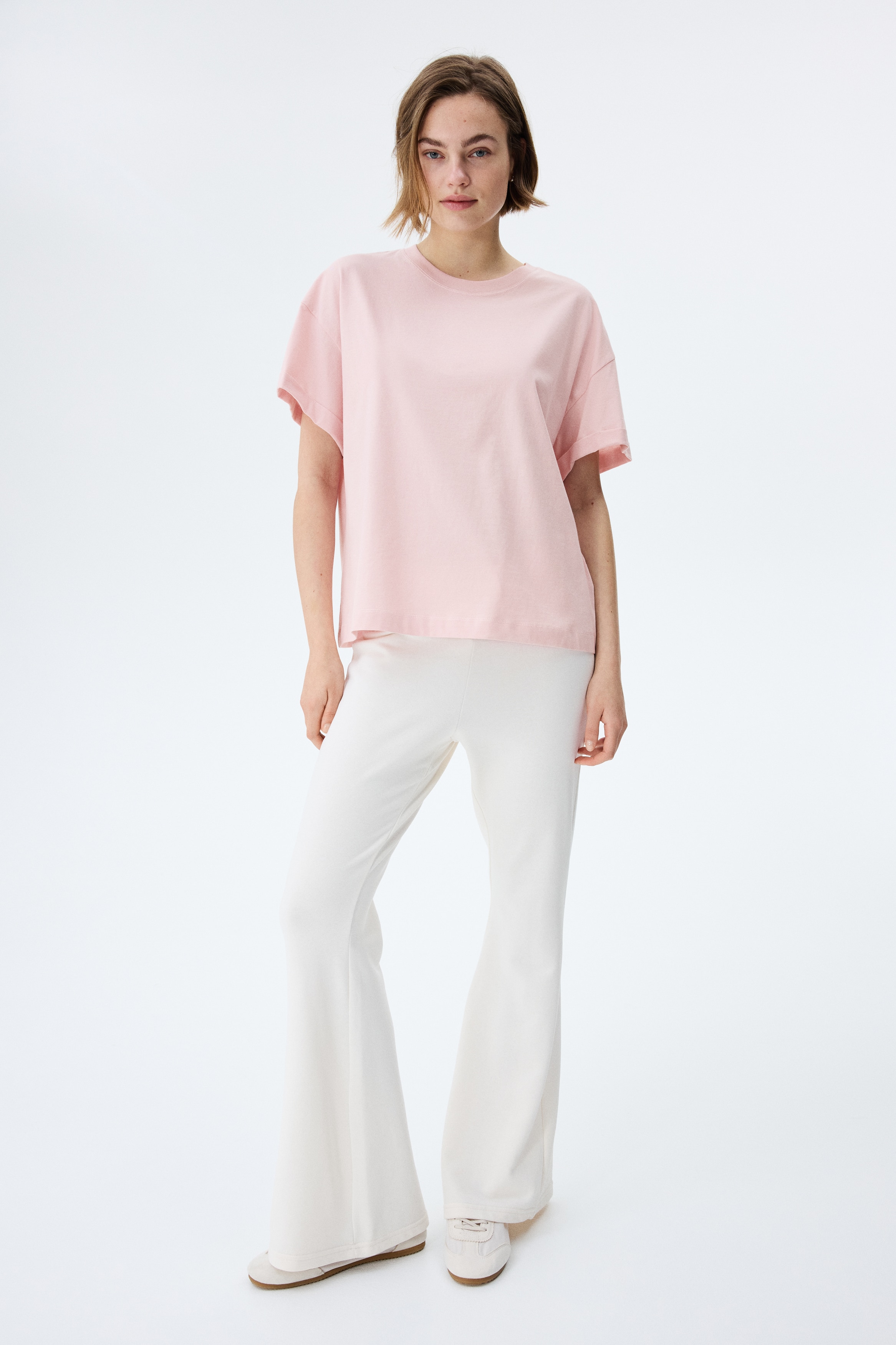 Baumwoll-T-Shirt in Loose Fit - Blassrosa/Blassgelb/Weiss/Ausgewaschenes Schwarz