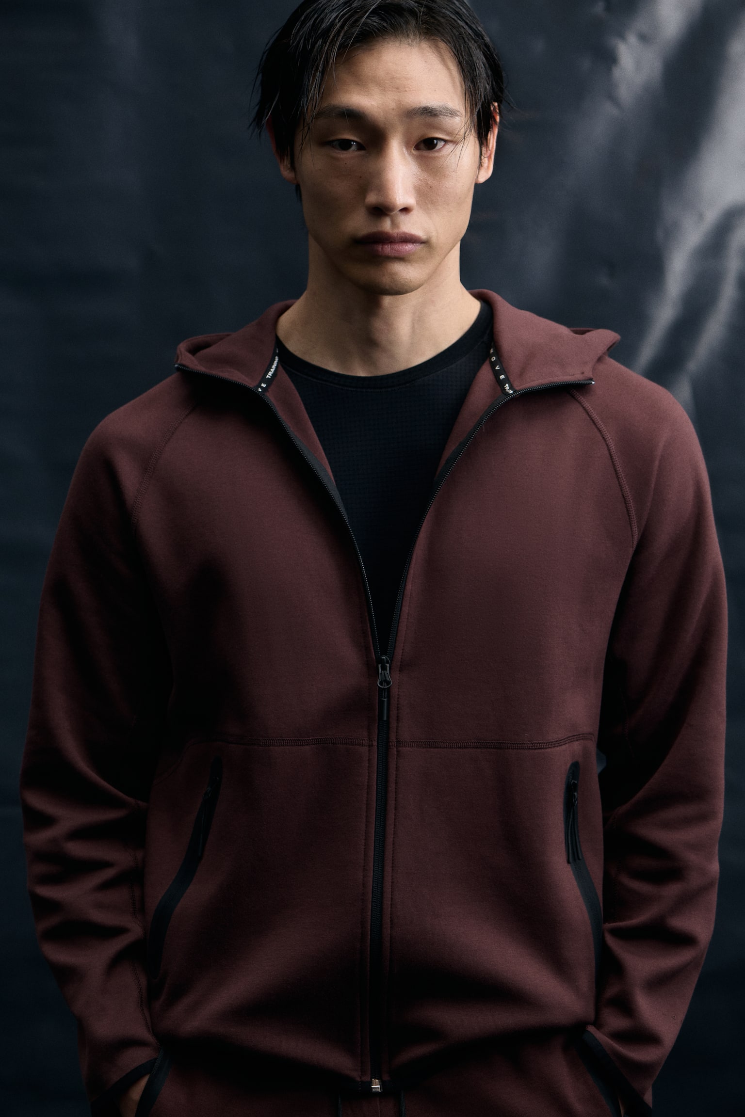 Sports zip-through hoodie with DryMove™ - Dark brown/Black/Grey marl/Dark grey/Dark green - 1